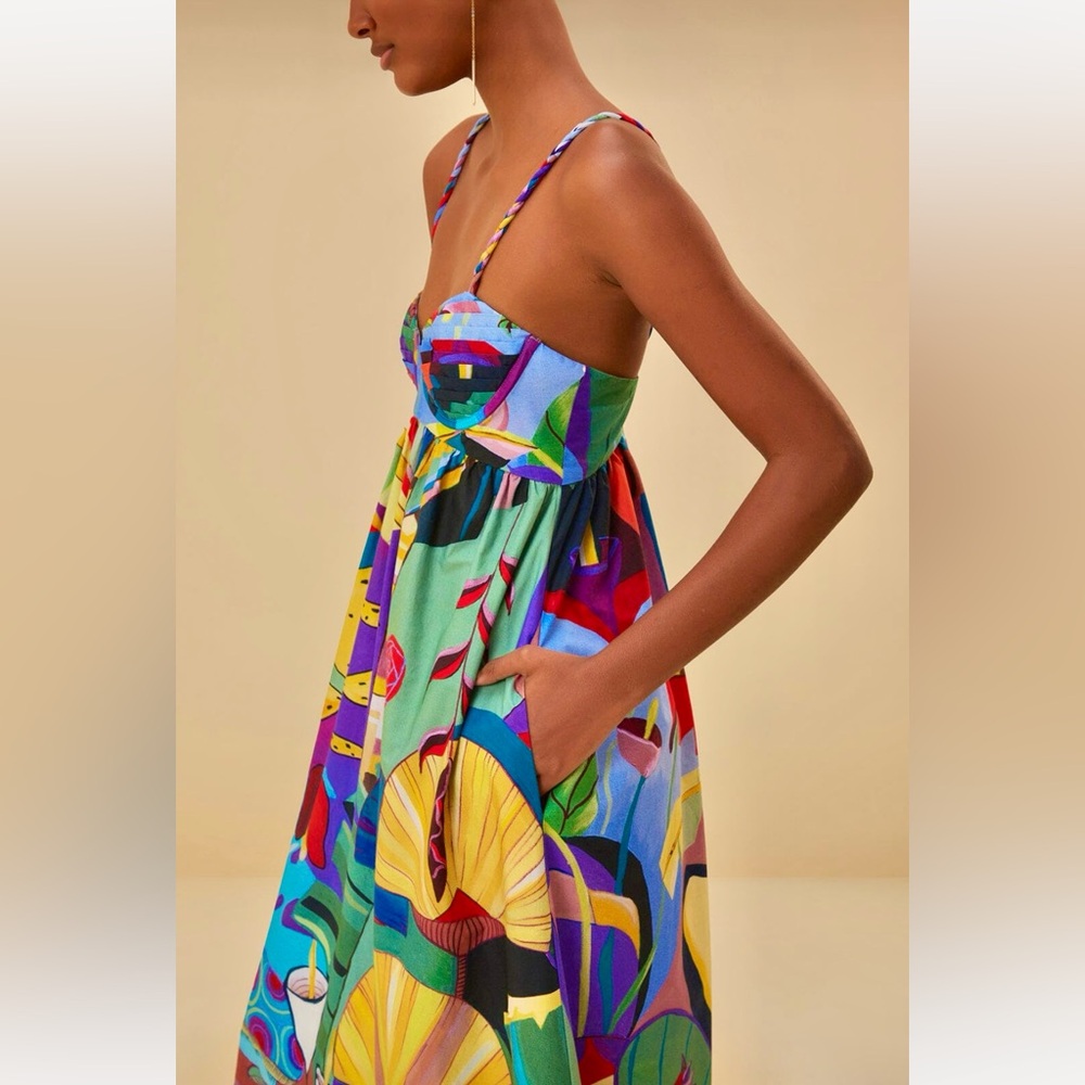 🌺🎉HP🎉🌺 NWT Farm Rio Tropical Scenario Maxi Dress - Picture 3 of 16